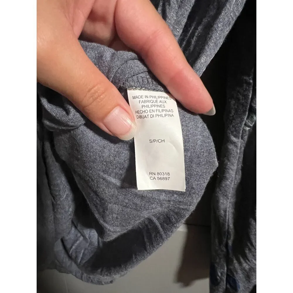 NWT Lucky Brand Womens Wide Bell Sleeve Sparkly Floral Blouse Gray Size Small - Picture 6 of 6